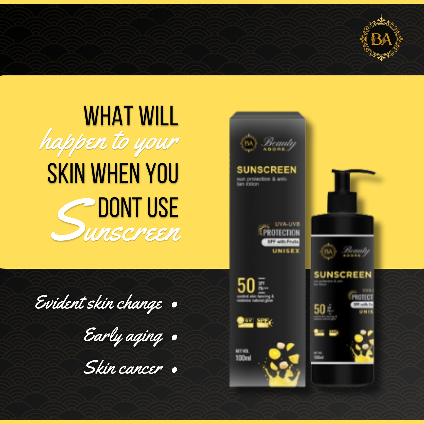 Beauty Adore Sun Screen With SPF and Fruits