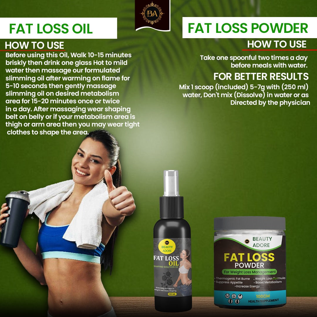 Beauty Adore Fat Loss Oil + Fat Loss Powder Super Saver combo