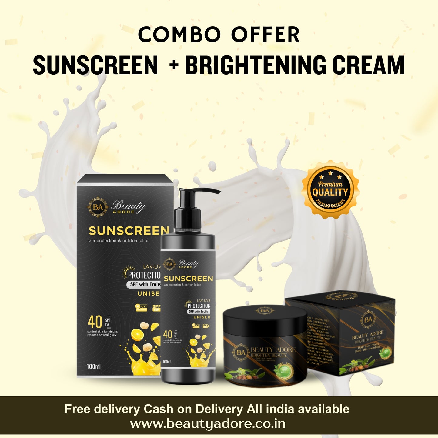 Beauty Adore Sunscreen & Brightening Cream combo