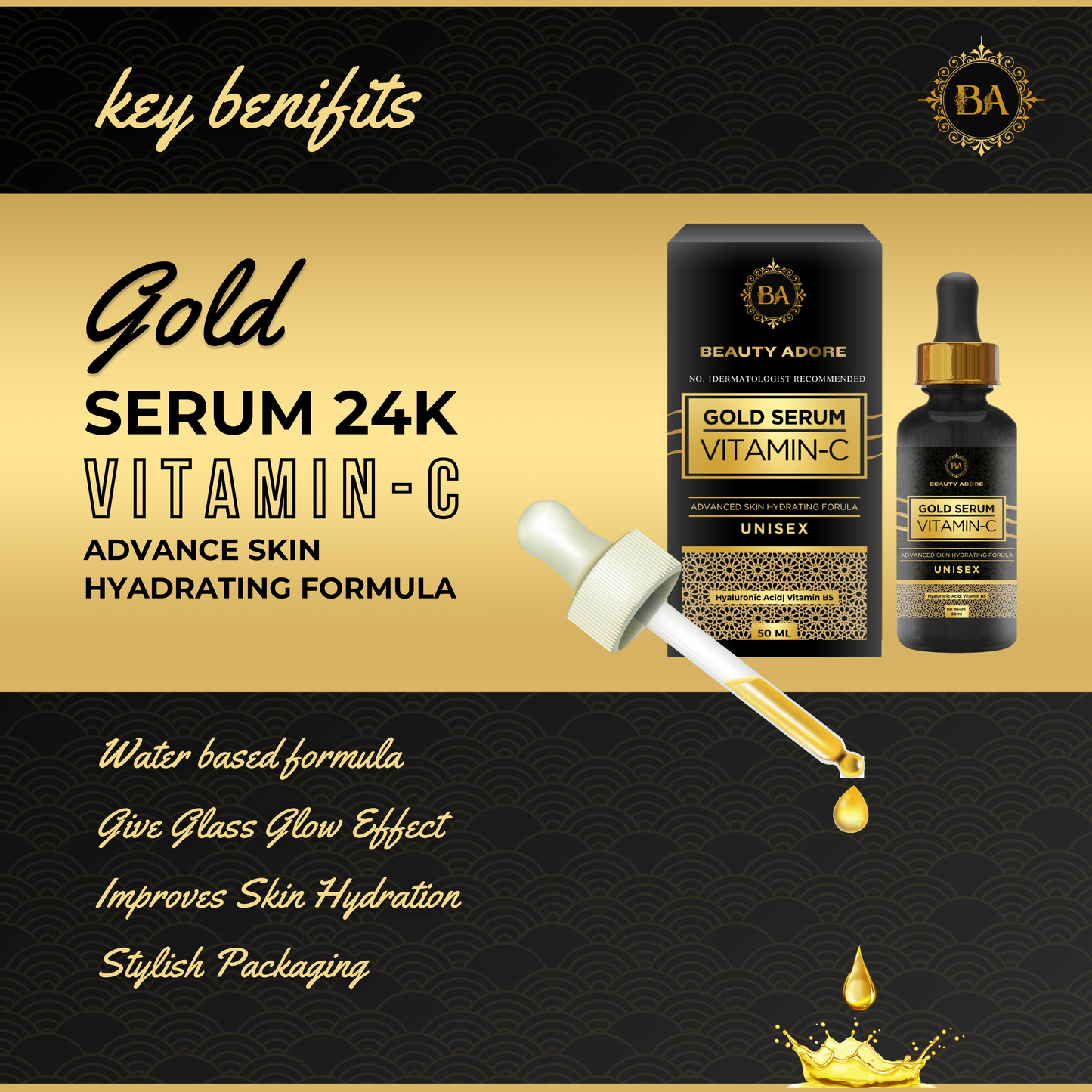 Beauty Adore Face Gold Serum 24K