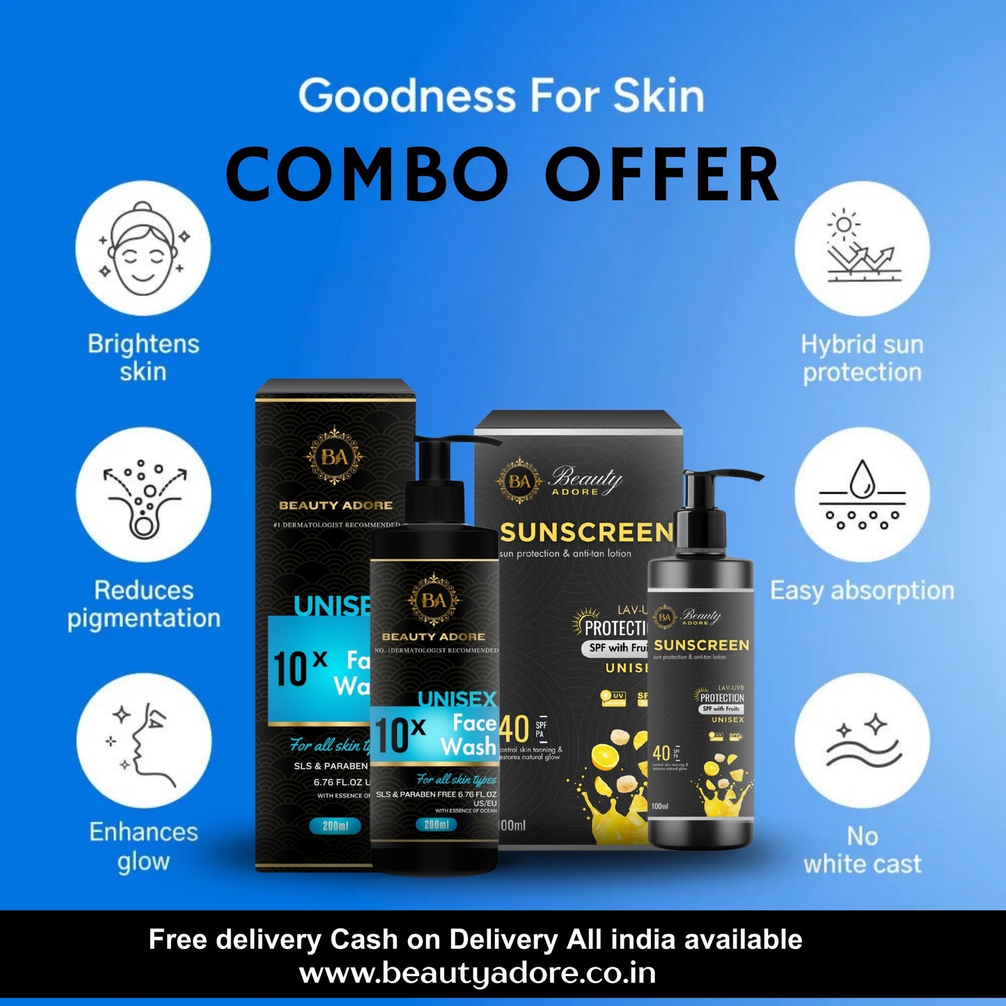 Beauty Adore Sunscreen and Facewash Combo